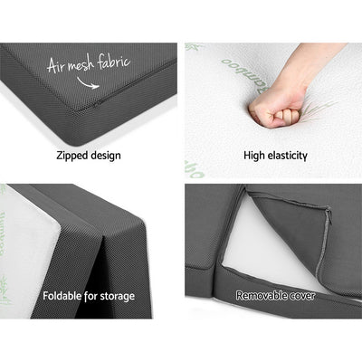 Dealsmate Giselle Bedding Foldable Mattress Folding Foam Single Bamboo