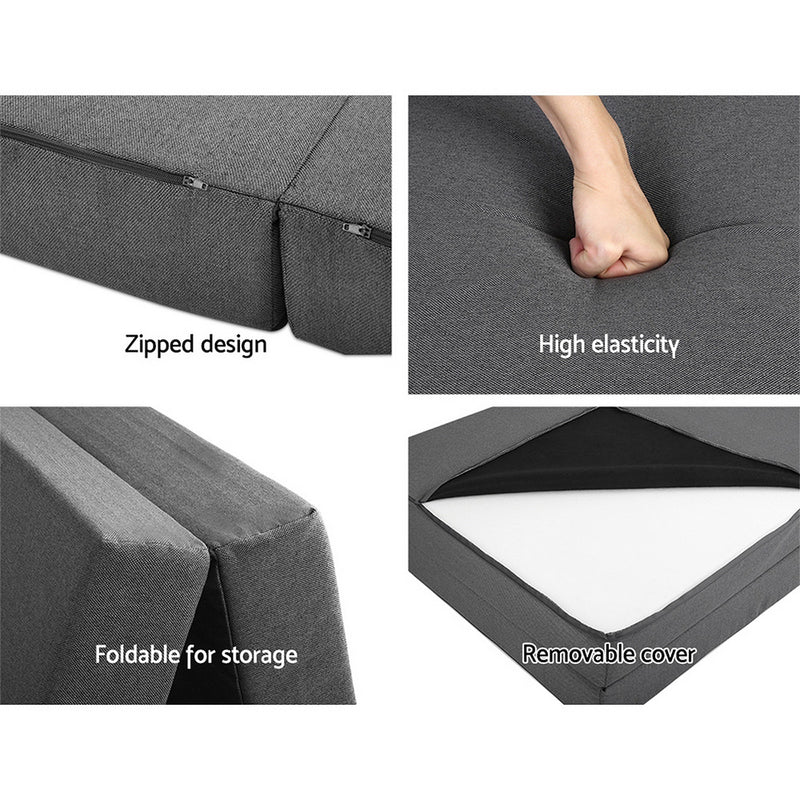 Dealsmate Giselle Bedding Double Size Folding Foam Mattress Portable Bed Mat Dark Grey