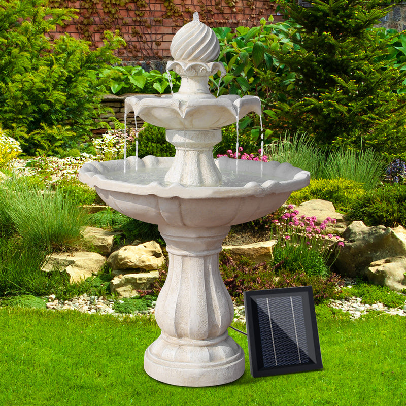Dealsmate  Solar Water Feature 3 Tiers Ivory 93cm