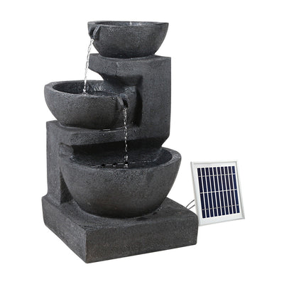 Dealsmate  Solar Water Feature with LED Lights 3-Tier Bowls 60cm