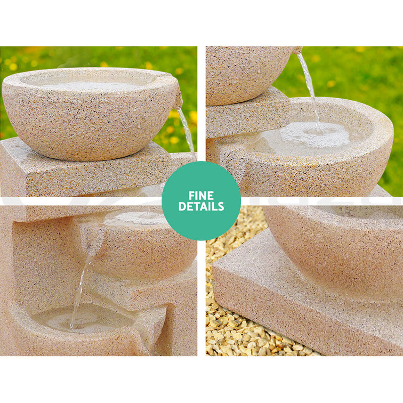 Dealsmate   4 Tier Solar Powered Water Fountain with Light - Sand Beige