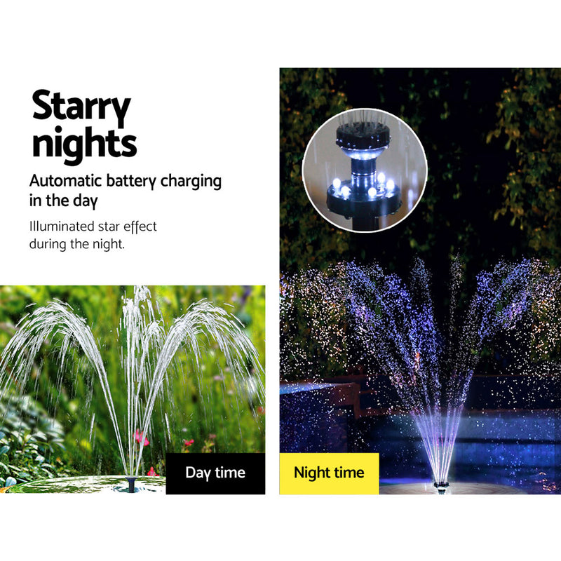 Dealsmate  Solar Pond Pump with Battery Kit LED Lights 4FT