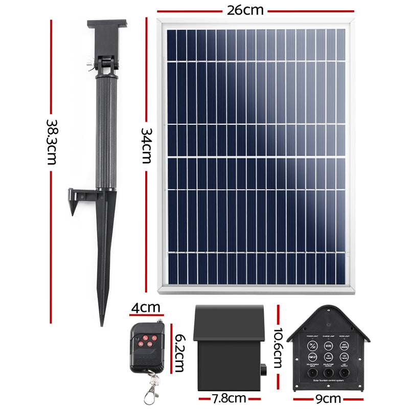 Dealsmate  Solar Pond Pump with Battery Kit LED Lights 8.8 FT