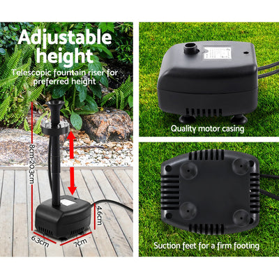 Dealsmate Solar Pond Pump Outdoor Garden Submersible Water Pumps with Battery Kit 4 FT