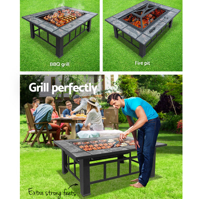 Dealsmate Fire Pit BBQ Grill Table Outdoor Garden Patio Camping Wood Charcoal Fireplace