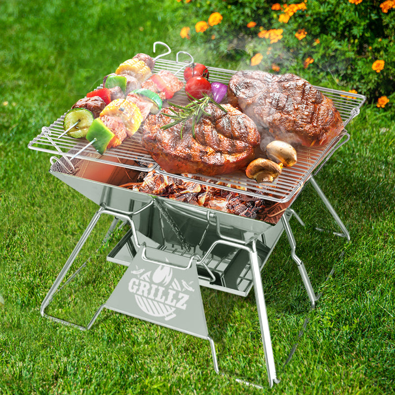 Dealsmate Grillz Fire Pit BBQ Grill with Carry Bag Portable