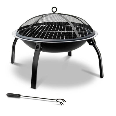 Dealsmate Fire Pit BBQ Charcoal Grill Smoker Portable Outdoor Camping Garden Pits 30