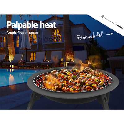 Dealsmate Fire Pit BBQ Charcoal Grill Smoker Portable Outdoor Camping Garden Pits 30
