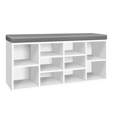 Dealsmate  Fabric Shoe Bench with Storage Cubes - White