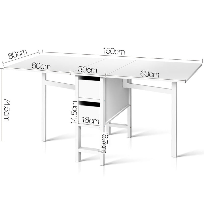 Dealsmate  Dining Table Rectangular Extendable White
