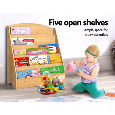 Dealsmate Keezi 5 Tiers Kids Bookshelf Magazine Shelf Organiser Bookcase Display Rack