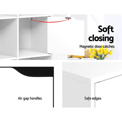 Dealsmate  Display Shelf 8 Cube Storage 4 Door Cabinet Organiser Bookshelf Unit White