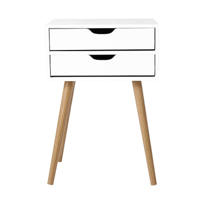 Dealsmate  Bedside Tables Drawers Side Table Nightstand Wood Storage Cabinet White