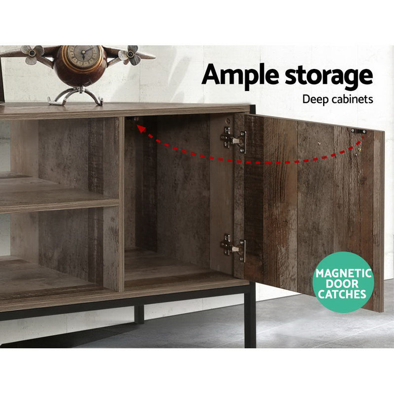 Dealsmate  TV Cabinet Entertainment Unit Stand Storage Wood Industrial Rustic 124cm