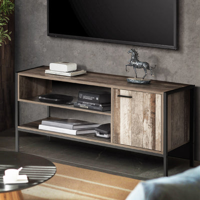 Dealsmate  TV Cabinet Entertainment Unit Stand Storage Wood Industrial Rustic 124cm
