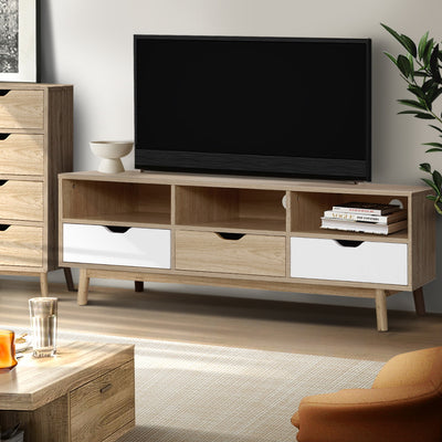 Dealsmate  TV Cabinet Entertainment Unit Stand Wooden Storage 140cm Scandinavian