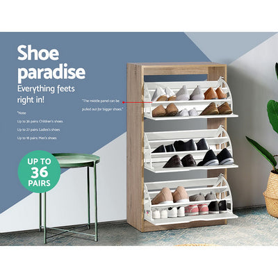 Dealsmate  36 Pairs Shoe Cabinet Rack Organiser Storage Shelf Wooden