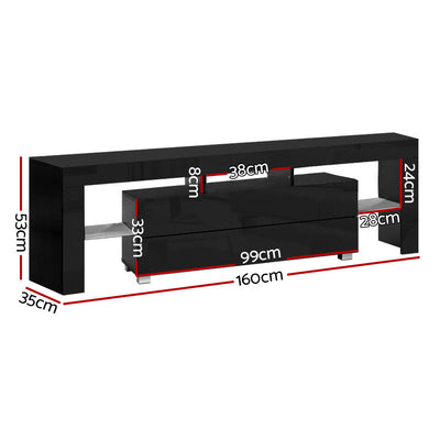 Dealsmate  Entertainment Unit TV Cabinet LED 160cm Black Elo