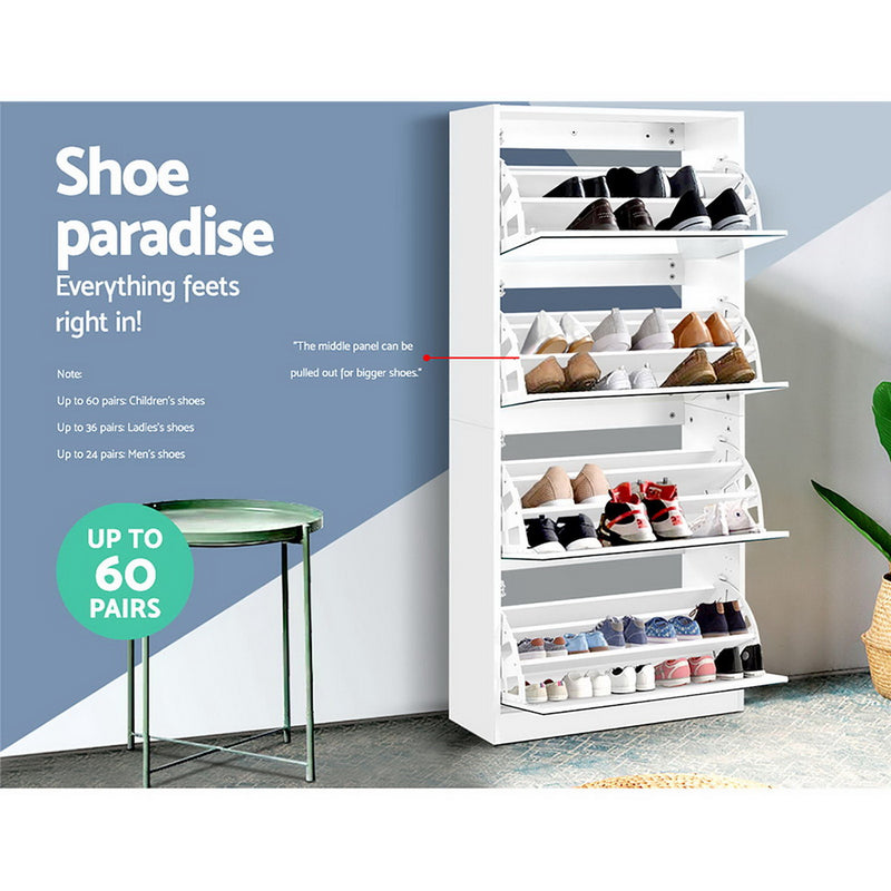 Dealsmate  Shoe Cabinet Mirror Shoes Storage Rack Organiser 60 Pairs Cupboard Shelf