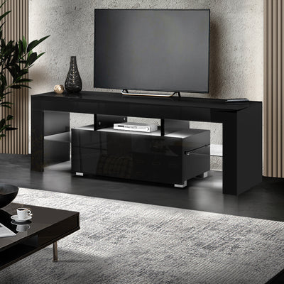 Dealsmate  Entertainment Unit TV Cabinet LED 130cm Black Elo