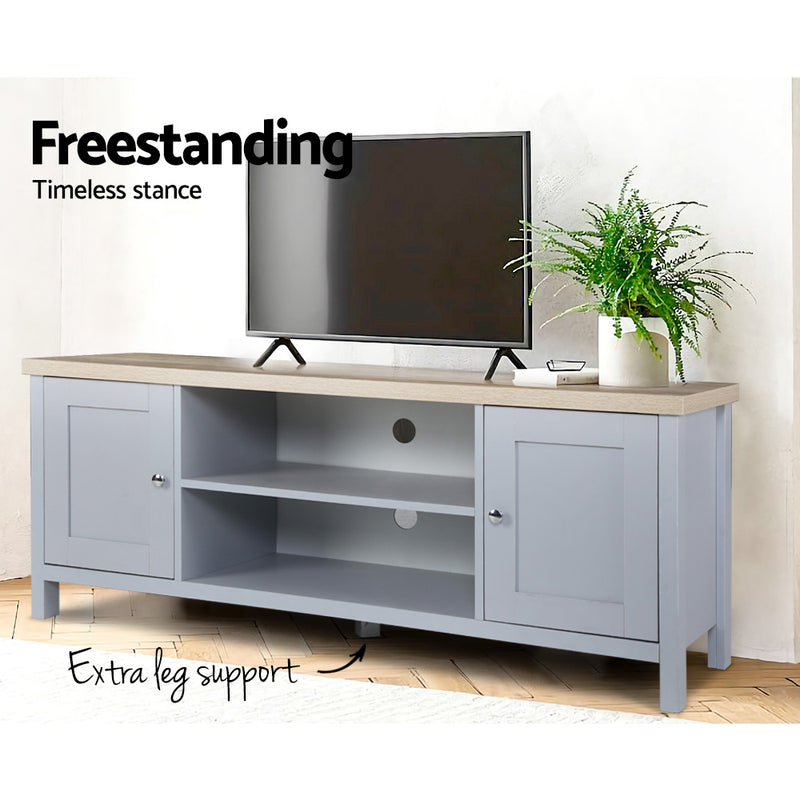 Dealsmate  TV Cabinet Entertainment Unit Stand French Provincial Storage Shelf Wooden 130cm Grey