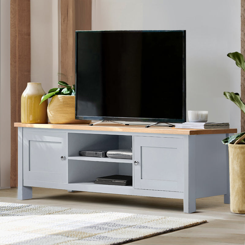 Dealsmate  TV Cabinet Entertainment Unit Stand French Provincial Storage Shelf Wooden 130cm Grey