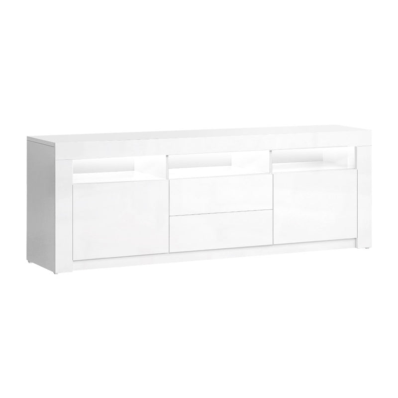 Dealsmate  TV Cabinet Entertainment Unit Stand RGB LED High Gloss Furniture Storage Drawers Shelf 200cm White