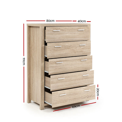Dealsmate  5 Chest of Drawers - MAXI Pine