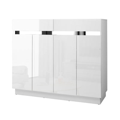 Dealsmate  120cm Shoe Cabinet Shoes Storage Rack High Gloss Cupboard White Drawers