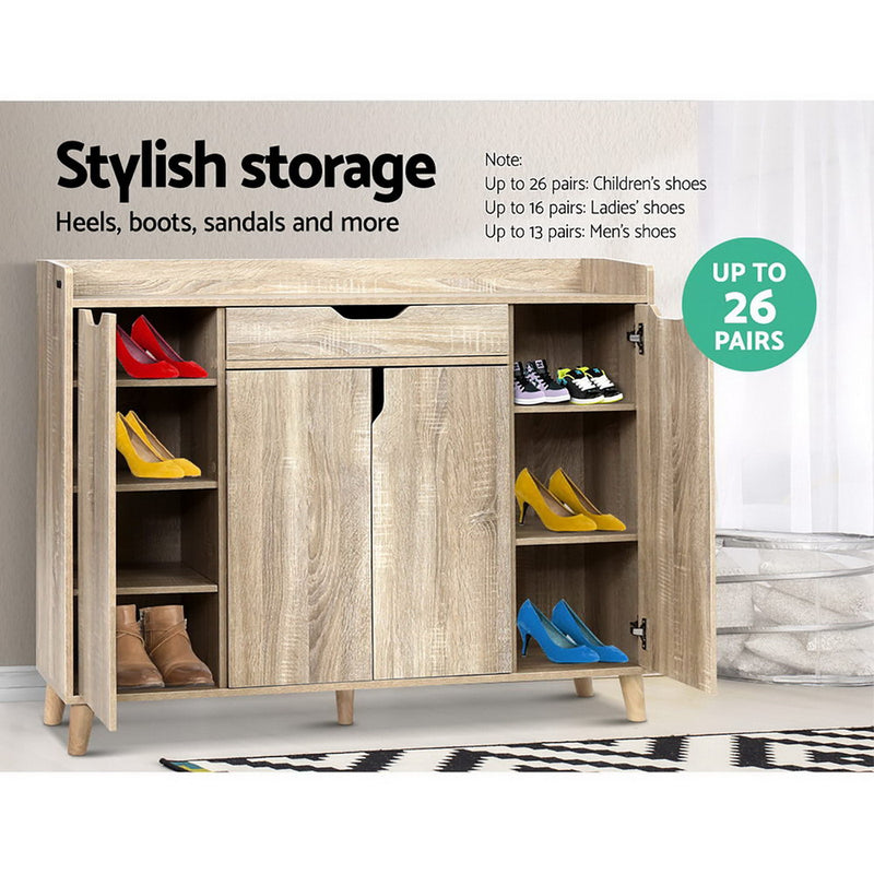 Dealsmate  Shoe Cabinet Shoes Storage Rack 120cm Organiser Drawer Cupboard Wood
