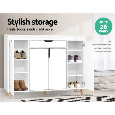 Dealsmate  Shoe Cabinet Shoes Storage Rack 120cm Organiser White Drawer Cupboard
