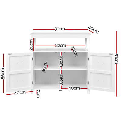 Dealsmate  Buffet Sideboard Cabinet Storage Cupboard White Kitchen Hallway Table