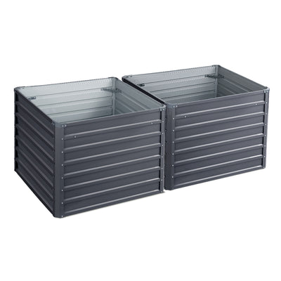 Dealsmate Greenfingers 2x Garden Bed 100x100x77cm Planter Box Raised Container Galvanised
