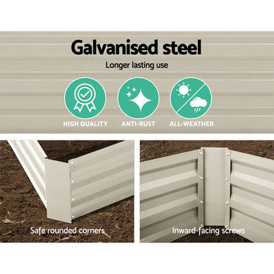 Dealsmate Greenfingers 2x Galvanised Steel Raised Garden Bed Instant Planter Cream 150cmx90cm