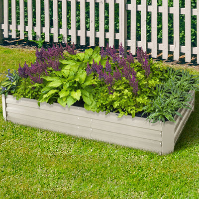 Dealsmate Greenfingers 2x Galvanised Steel Raised Garden Bed Instant Planter Cream 150cmx90cm