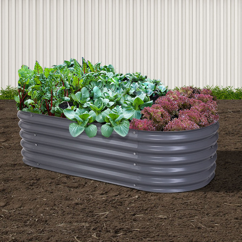 Dealsmate Greenfingers Garden Bed 160X80X42cm Oval Planter Box Raised Container Galvanised