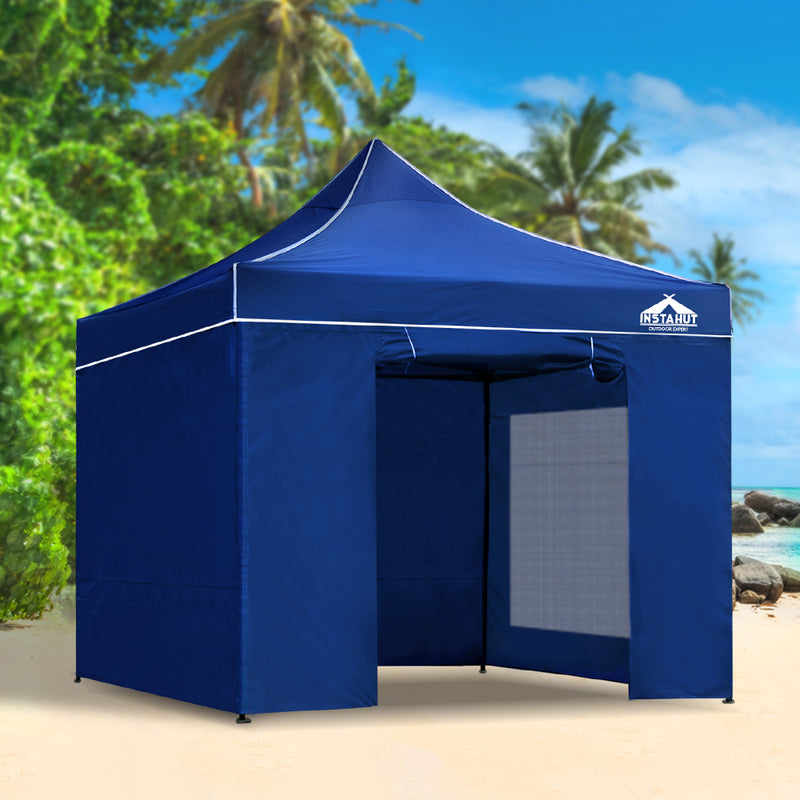 Dealsmate Instahut Gazebo Pop Up Marquee 3x3m Folding Wedding Tent Gazebos Shade Blue