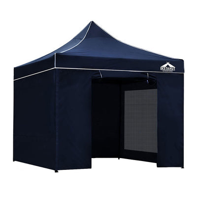 Dealsmate Instahut Gazebo Pop Up Marquee 3x3m Folding Wedding Tent Gazebos Shade Navy
