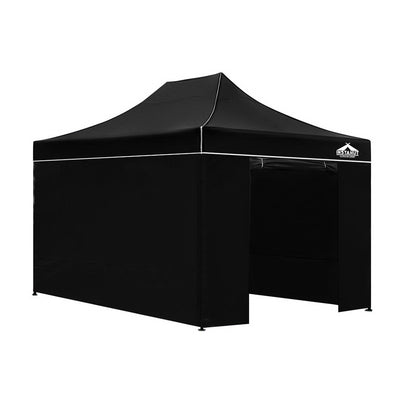 Dealsmate Instahut Gazebo Pop Up Marquee 3x4.5m Folding Wedding Tent Gazebos Shade Black