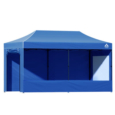 Dealsmate Instahut Gazebo Pop Up Marquee 3x6m Folding Wedding Tent Gazebos Shade Blue
