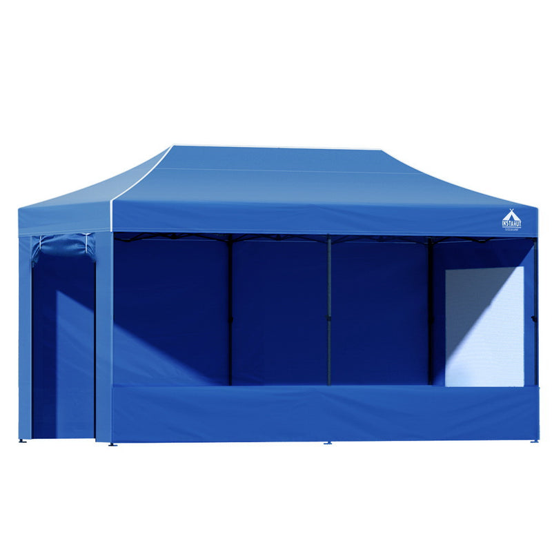 Dealsmate Instahut Gazebo 3x6 Pop Up Marquee Folding Tent Wedding Gazebos Camping Outdoor Shade Canopy Blue