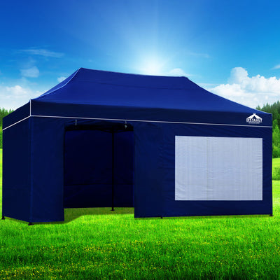 Dealsmate Instahut Gazebo 3x6 Pop Up Marquee Folding Tent Wedding Gazebos Camping Outdoor Shade Canopy Blue