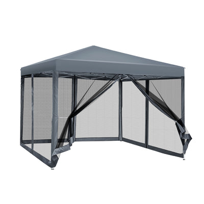 Dealsmate Instahut Gazebo Pop Up Marquee 3x3m Wedding Mesh Side Wall Outdoor Gazebos Grey