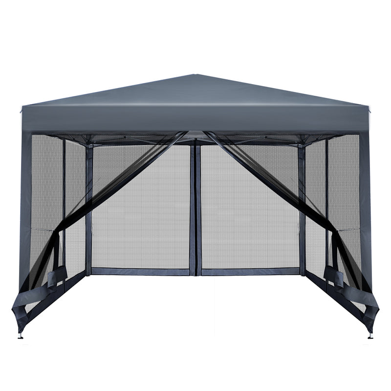 Dealsmate Instahut Gazebo Pop Up Marquee 3x3m Wedding Mesh Side Wall Outdoor Gazebos Grey