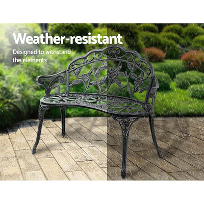 Dealsmate  Outdoor Garden Bench Seat 100cm Cast Aluminium Patio Chair Vintage Green