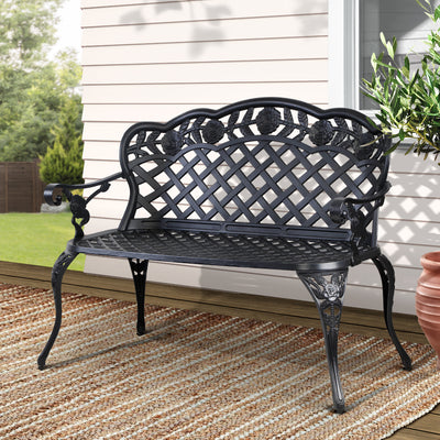 Dealsmate  Garden Bench Patio Porch Park Lounge Cast Aluminium Outdoor Furniture