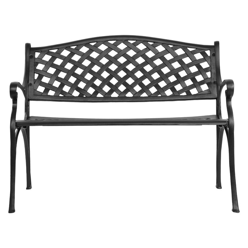 Dealsmate  Garden Bench Outdoor Seat Chair Cast Aluminium Park Black