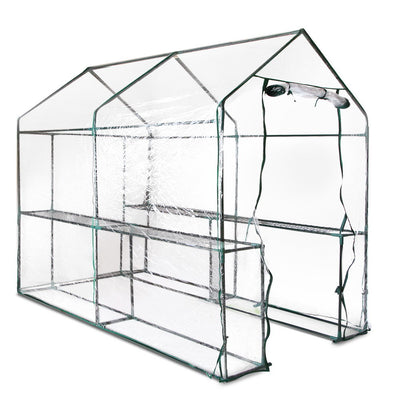 Dealsmate Greenfingers Greenhouse 1.2x1.9x1.9M Walk in Green House Tunnel Clear Garden Shed 4 Shelves