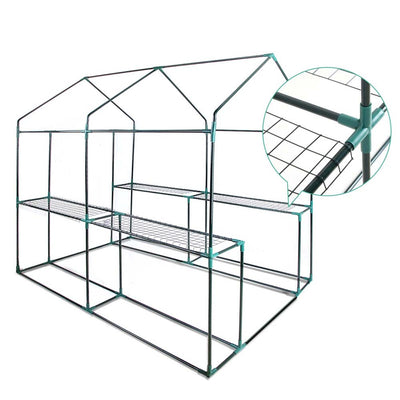 Dealsmate Greenfingers Greenhouse 1.2x1.9x1.9M Walk in Green House Tunnel Clear Garden Shed 4 Shelves