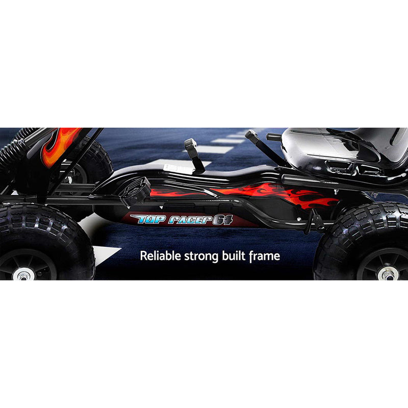 Dealsmate  Kids Pedal Go Kart Ride On Toys Racing Car Rubber Tyre Black